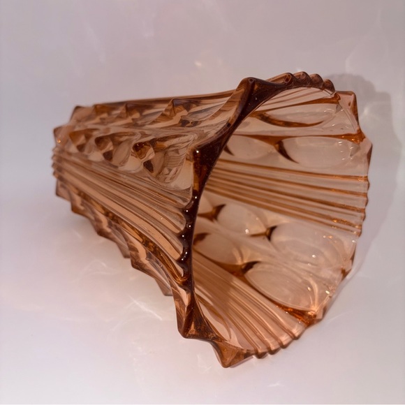 Artdeco Stolze vase pink peach pressed glass 1930's | Art Deco Style | 8” Tall - Picture 8 of 11